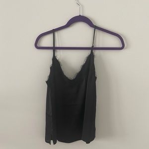 NEW Black Silk tank with lace